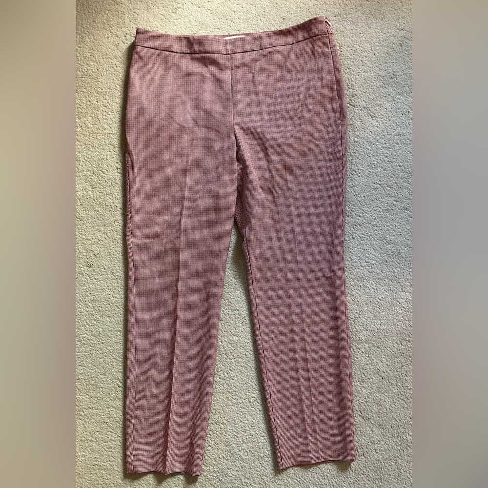 Talbots Womens Dress Pants Houndstooth Plaid Red White Black Size 14